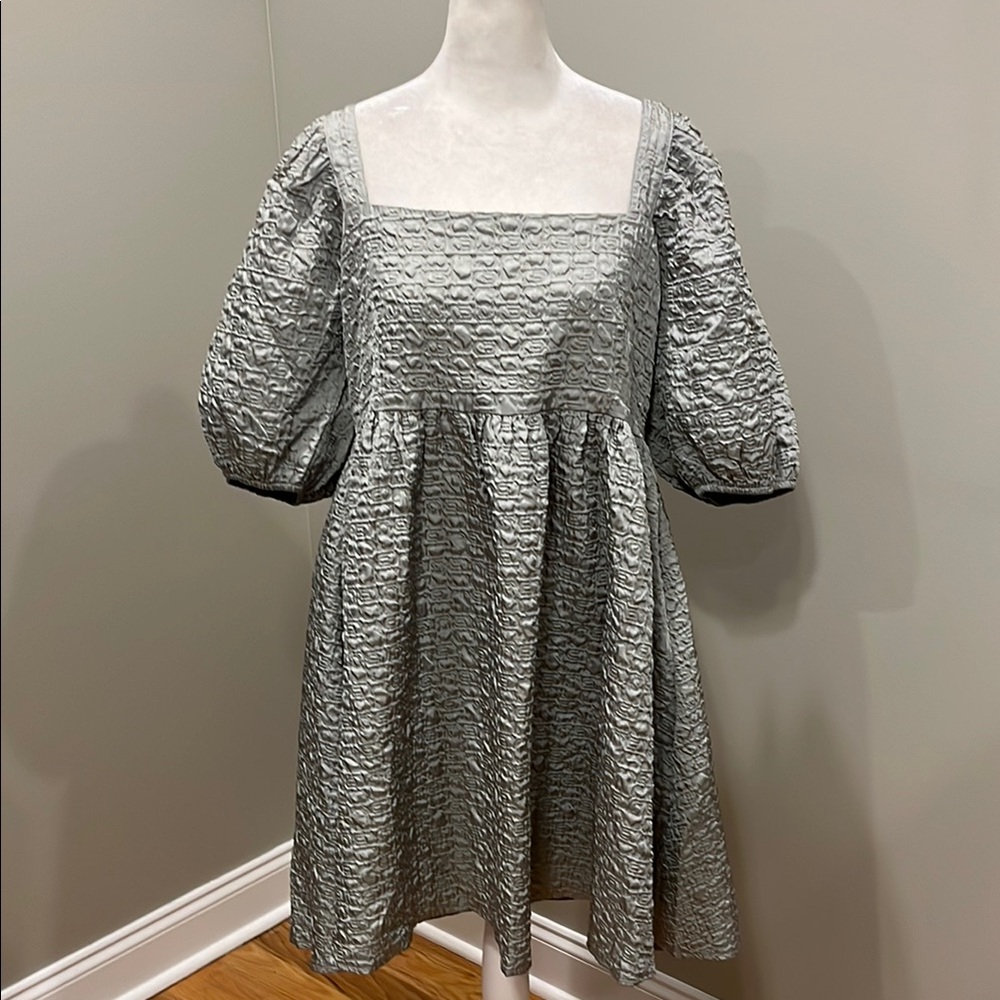 Mittoshop Baby Doll Sage Green Puff Sleeve Dress